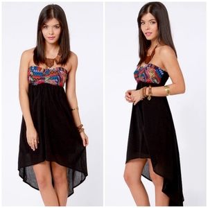 Billabong Embroidered Hi Low Strapless Dress